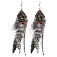 Bohemian Brown Blue Feather Tassel Earrings For Women New Indian Ethnic Long Drop Earrings Fashion Retro Christmas Jewelry