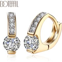 DOTEFFIL 925 Sterling Silver AAA Zircon 18K Gold Diamond Earrings For Women Jewelry Fashion Wedding Engagement Party Gift