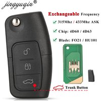 jingyuqin 315/433MHz 4D63 4D60 Car Remote Key for Ford Fusion Focus Mondeo Fiesta Galaxy HU101 FO21 Blade Vehicle Flip Keys