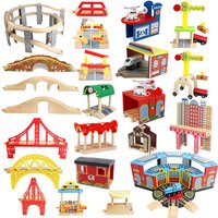 Wooden Track Railway Accessories Bridge Train Station Tunnel Cross Compatible All Brands Wood Track Educational Toys for Kids