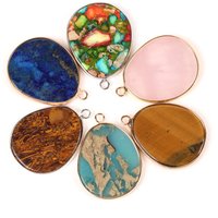 Natural Stone Pendant Charms Drop Round Shape Pendants For Jewelry Making Diy Crafts Necklace Earring Accessories Handmade
