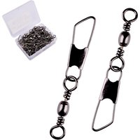 50Pcs/ Box Brass Barrel Fishing Swivel Solid Rings Fishing Pin Line Connector Fishhook with Interlock Snap Swivels Tackle Tool