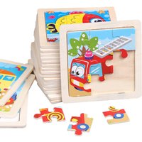 11X11CM Kids Wooden Puzzle Cartoon Animal Traffic Tangram Wood Puzzle Toys Educational Jigsaw Toys for Children GiftS