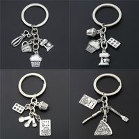1PC Cake Charms Measuring Spoons Egg With Pan Keychain Cook Book Keyring For Cooks Chefs Baker Gift Baking Jewelry