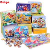 New 60 Pieces Wooden Puzzles Kids Cartoon Animal Wood Jigsaw Early Educational Learning Toys for Children