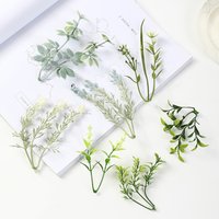 10Pcs Green Artificial Ferns Leaf Fake Plants Eucalyptus Flower Wall Vines Wedding Home โDecor Greenery Christmas Accessories