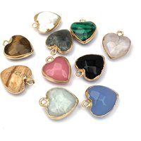 Natural Stone Pendant Love Heart Shape Mix Color Exquisite Crystal Charms For Jewelry Making DIY Bracelet Necklaces Accessories
