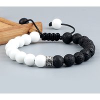 Trendy White Men Beads Bracelet Handmade Natural Tiger Eye Lava Stone Onyx Strand Adjustable Bracelets Women Yoga Energy Jewelry