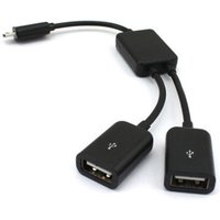 1Pcs 2in1 Micro USB Dual Host OTG Charge Hub Y Splitter Adapter Cable Tablet Black Data Cable For Android Smartphones Supply