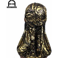 Men's Silky Rose Durags And Women Bonnet Set Turban Bandanas Headwear Hair Accessories Cover Waves Cap Bonnet Hat