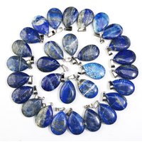 Natural Lapis Lazuli Waterdrop Crystal Pendants Healing Reiki Stone Teardrop Beads Charms For Jewelry Making Wholesale