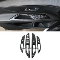 ABS Carbon fibre For Peugeot 3008 GT 2017-2021 Car Accessories Car Window Lift Switch Button Cover Trim Door Armrest Panel Frame