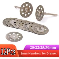 Diamond Saw Blade12 Pcs 20-30mm With 3 mm Mandrel for Dremel Rotary Tools Mini Cutting Disc Stone Glass Tile Cut Metal