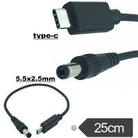 USB 3.1 Type C Male to DC 5.5mm x 2.5mm Male Power Jack Extension Adapter Charge Charging Cable Cord LED Desk Lamp, Small Fan