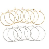20pcs/lot Gold Stainless Steel Big Circle Wire Hoops Loop Earrings High Quality for DIY Dangle Earring Jewelry Making Supplies