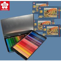 Japan Sakura Oily Iron Box Color Lead Color Pencil 24/36/48/60/72 Color Set Student Professional Design Hand-painted Color Pen