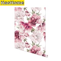 Watercolor Flower Removable Peel and Stick Wallpaper Floral Pink/White/Green Self Adhesive Wallpaper Vinyl Film for Wall Decor