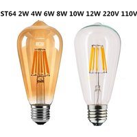 LED-Edison-Glühlampen, golden, ST64, dimmbar, E27, B22, 2 W, 4 W, 6 W, 8 W, 10 W, 12 W, 220 V, 110 V, 2700 K, 6000 K, 360-Grad-Energienlampen