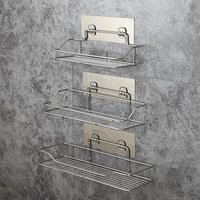 Étagère de rangement murale suspendue en acier inoxydable, sans poinçon, pour cuisine, salle de bains, toilettes