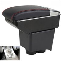 Boîte de rangement avec repose-tasse et plateau en cuir, pour Volkswagen vieux Polo 9N/9N3 02-09 Vivo 10-double couche, Console centrale