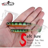 WALK FISH 5PCS/Lot Winter Fishing Sea Fishing Bionic T Tail Soft Bait 9cm/5g-7cm/2g Artificial 3D Eyes T-tail Shaker Swim Bait