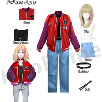 Anime Egg-Priority Kawai Rika Jacket Wonder Egg Priority Cosplay Costume Daily Casual Red Coat Pants Suit And Wig Halloween