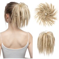 Synthetisches Kunsthaar, unordentlicher Dutt, Chignon, elastisches, flexibles Band, Haargummi, lockiges Haarteil, SARLA, synthetische Verlängerung