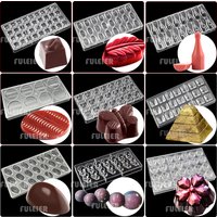 28 Style Polycarbonate Chocolate Molds Baking Cake Belgian Sweets Candy Bar Mould BonBon Confectionery Tools Bakeware