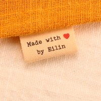 Étiquette en coton faite à la main avec logo ou texte, accessoires de couture, étiquettes pour choses tricotées, personnalisées, étiquettes cadeaux, 25x42mm, MD2045