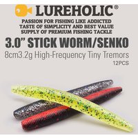LUREHOLIC 3.0” Stick Worm Senko 12PCS 8cm 3.2g High-Frequency Tiny Tremors Wacky Drop Shot Soft Lure Bait