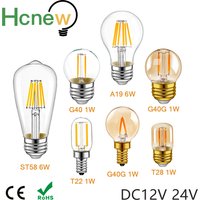 Led Filament Light Low Voltage E12 E14 Led Lamp DC12V 24V T22 G40 A19 ST58 6W LED Light Bulb 2700K RV Locomotive Room Light