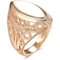 Kinel New Design 585 Rose Gold Glossy Rings Christmas Gift Fashion Rhombus Hollow Flower Women Jewelry Ethnic Wedding Ring
