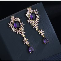 Retro Earrings 925 Silver Fashion Personality Multicolor Gemstone Earrings All-match Women's Party Birthday Jewelry Gifts