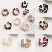 Vintage Adjustable Acetic Acid Flower Rings for Women Lady Personality Leopard Acrylic Opening Ring Finger Jewelry Gift