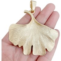 1 x Large Ginkgo Biloba Leaf Matt Gold Color Charms Pendants for Necklace Jewelry Making Findings Accessories
