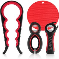 Bottle Opener Set - Multifunctional 6-in-1 Bottle Opener Jar Lids Opener, 4-in-1 Jar Opener and Non Slip Lids Opener Gripper