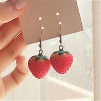 Stereo Simulation Red Strawberry Dangle Earring New Fruit Strawberry Earring Female Lovely Sweet for Women Jewelry Gifts