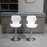 HOMCOM 2 Taburetes Altos de Cocina y Giratorio con Respaldo Blanco