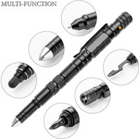 Stylo tactique multifonction, lampe de poche d'urgence, tournevis, ouvre-bouteille, brise-fenêtre, survie en plein air, outil EDC d'auto-sauvetage