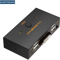 KARTOMAN 2 port kvm-switch 4 USB 2,0 DVI 1080P Splitter Drucker Maus Tastatur Teilen Switcher Box Computer Controller adapter