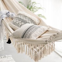Large 2 Person Hammock Boho Style Brazilian Macrame Fringed Deluxe Double Hammock Net Swing Chair Indoor Hanging Swing