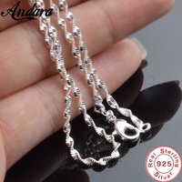 Andara New 2mm Water Ripple Necklace For Women'S Fashion 925 Jewelry Sterling Silver Necklace With Chain