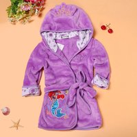 Peignoir pour bébé garçon et fille, pyjama en velours doux, impression de dessin animé, vêtements chauds, corail, pour enfants de 1 à 6 ans