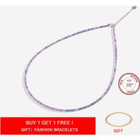 Natural Stone Necklace Spinel/Lapis Lazul/Amazonite/Amethy/Tourmaline/Amethyst Ketting 2MM Silver 925 Jewelry for Collier Femme