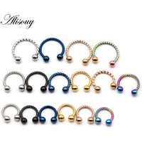 Alisouy 1pc 16G 6/8/10mm Twist Ball Horseshoe Fake Nose Ring C Clip BCR Septum Lip Piercing Falso Nose Rings Hoop For Women Men