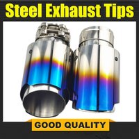1 Piece Car Universal Stainless Steel Exhaust Tip Burnt Blue Color End Pipe for BMW BENZ Audi VW Golf Parts