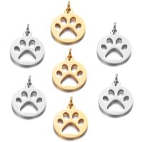 10Pcs/Lot Stainless Steel Pet Paw Print Charms High Polished Dog Paw Necklace Pendant DIY Jewelry Findings Supplies