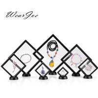 Transparent Film Jewelry Packing Box Suspended Ring Earrings Display Stand Holder Coin Collection Gems Storage PET Membrane Case