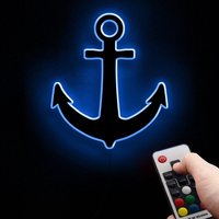 Anchor Marine Nautical Ship Steering LED Mirror Wall Light Anchorage 7Color Changing Acrylic Lighting Bold Hawse Home Room Decor