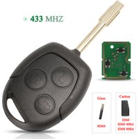 Jingyuqin 3Buttons For Ford Mondeo Focus Fusion Fiesta Galaxy Transit Fob 433MHz 4D60 ID63 Chip Smart Remote Car Key Replacement